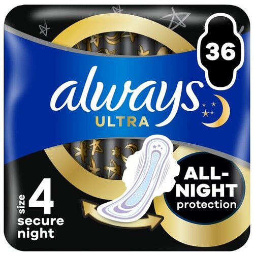 Always Ultra Secure Night Size 4 vložki za noč 36 kos Slike