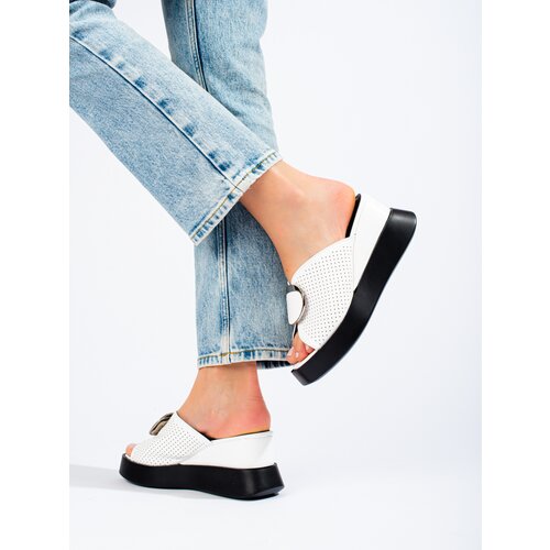 SHELOVET wedge flip-flops white Slike