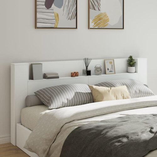Ormarić za uzglavlje s LED svjetlima bijeli 220x16,5x103,5 cm Slike