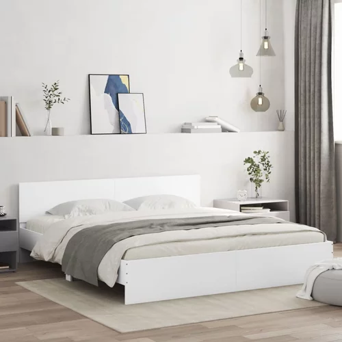 vidaXL Okvir kreveta s uzglavljem bijeli 160 x 200 cm