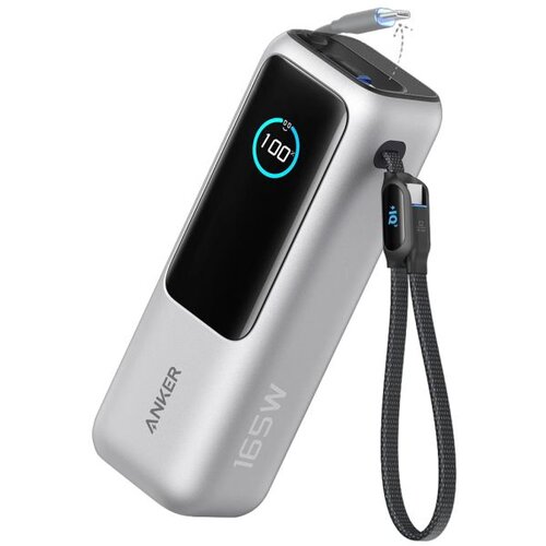 Anker Powerbank 25000 mAh z vgrajenim kablom USB-C, 165W Srebrna Slike