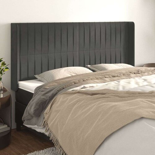  Uzglavlje s u&amp;scaron;ima tamnosivo 203x16x118/128 cm bar&amp;scaron;unasti Slike