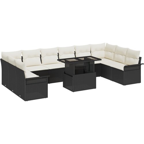 vidaXL 11-delni vrtni kavč set z blazinami črn poli ratan Cene