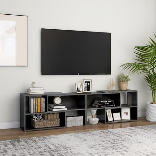 VidaXL TV omarica visok sijaj siva 149x30x52 cm iverna plo&amp;scaron;ča, (20732335) Slike
