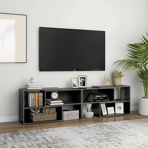 vidaXL TV omarica visok sijaj siva 149x30x52 cm iverna plošča, (20732335)