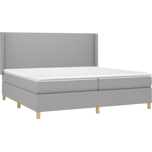  Krevet s oprugama i madracem svjetlosivi 200 x 200cm od tkanine Slike