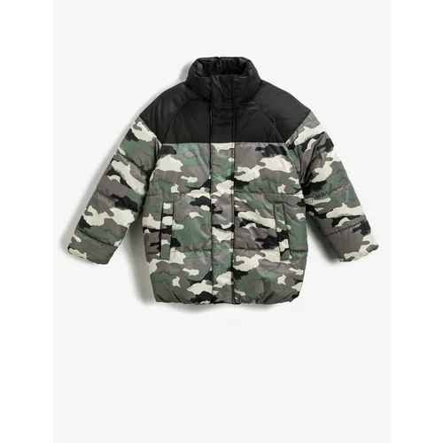 Koton Inflatable Coat Camouflage Pattern