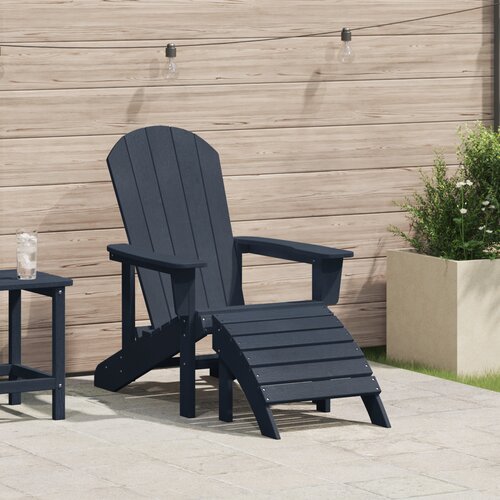VidaXL Adirondack stolica s osloncem za noge Mornarska plava HDPE Slike