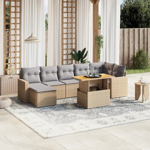 vidaXL 8-dijelni set vrtnih sofa od poliratana s jastucima bež Cijene