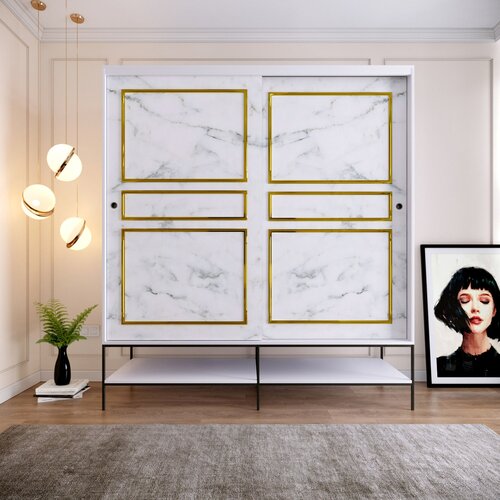 Hanah home ormar Martin 190 White Black Gold Slike