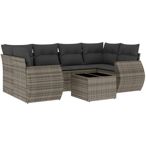 VidaXL 7-dijelni set vrtnih sofa sivi od poliratana Slike