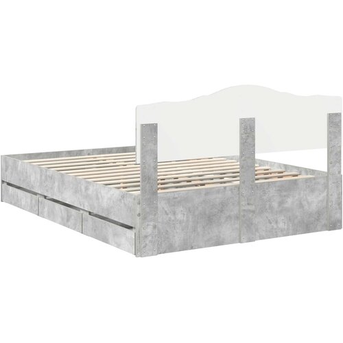  Krevetna konstrukcija s ladicama Betonski sivi 160 x 200 cm Siva 206 x 163 x 90 cm Slike