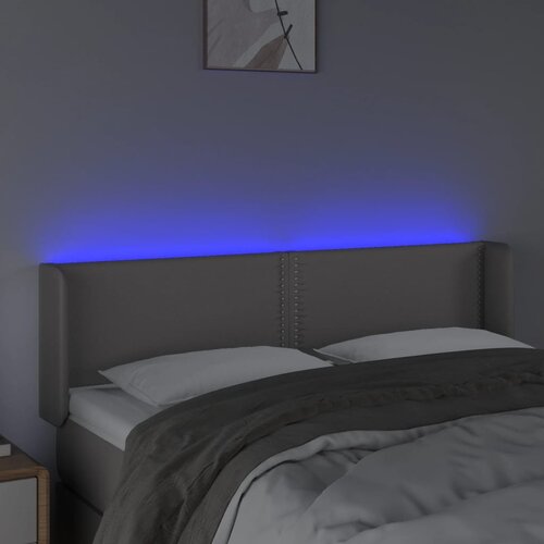  LED uzglavlje sivo 147x16x78/88 cm od umjetne kože Slike