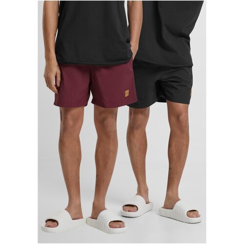 Urban Classics Men&amp;#039;s swimwear Block 2 pcs black + cherry Slike