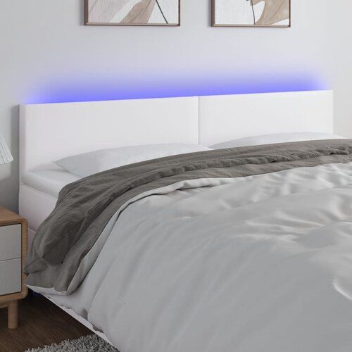 vidaXL LED posteljno vzglavje belo 200x5x78/88 cm umetno usnje Cene
