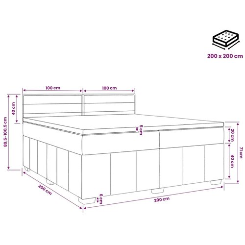  Boxspring krevet s madracem Sivosmeđa 200 x 200 cm Tkanina - Sivosmeđa 200 x 200 cm Dizajn linija Slike