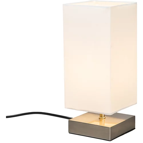 QAZQA Moderna namizna svetilka bela z jeklom - Milo