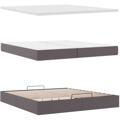 VidaXL otomanski okvir kreveta s madracima sivi 200x200cm umjetna koža Slike