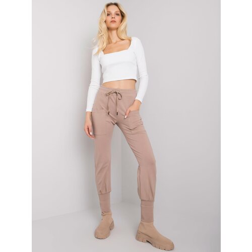 RUE PARIS Sweatpants-RV-DR-7341.30P-dark beige Slike