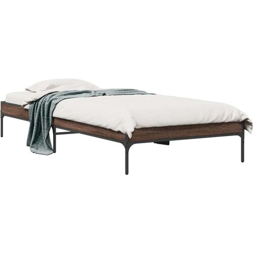  Okvir za krevet smeđi hrast 90x190 cm konstruirano drvo i metal Slike