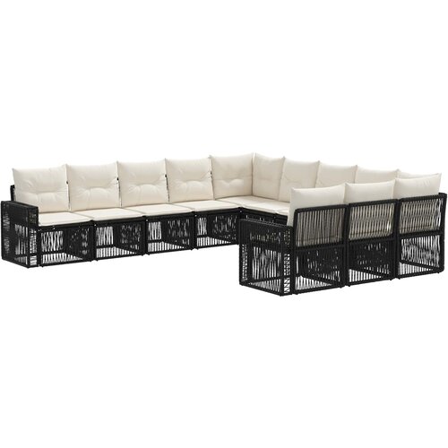  Sjedeća garnitura za vrt 11 kom. Crna i krem-bijela poliratan 65,5 x 62 x 70 cm Slike