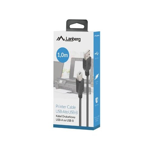 Lanberg CA-USBA-15CU-0010-BK kabel USB 1m 2.0 USB A-&amp;gt;USB-B Black Slike