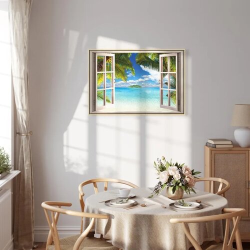  Slika - Window: Sea View 120x80 U prirodnom drvenom okviru Slike