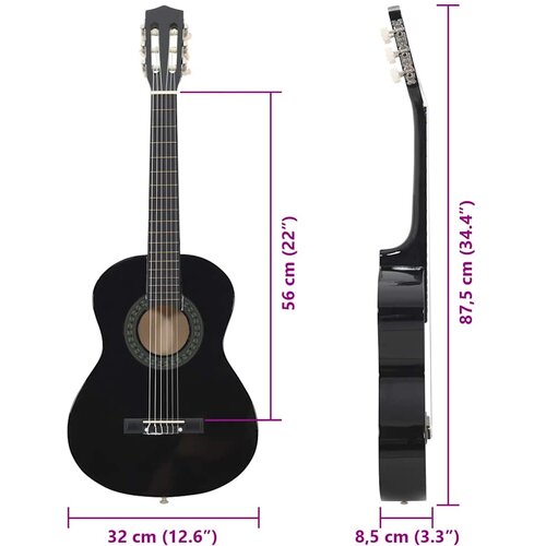  Klasična gitara za početnike i djecu crna 1/2 34&amp;quot; Slike