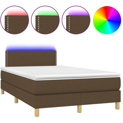 vidaXL Box spring postelja z vzmetnico LED tem. rjava 120x190 cm blago, (21111934) Cene