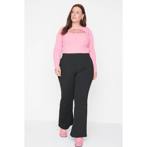Trendyol curve black flare fit knitted trousers Slike