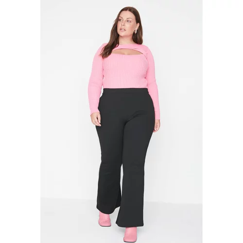 Trendyol Curve Black Flare Fit Knitted Trousers