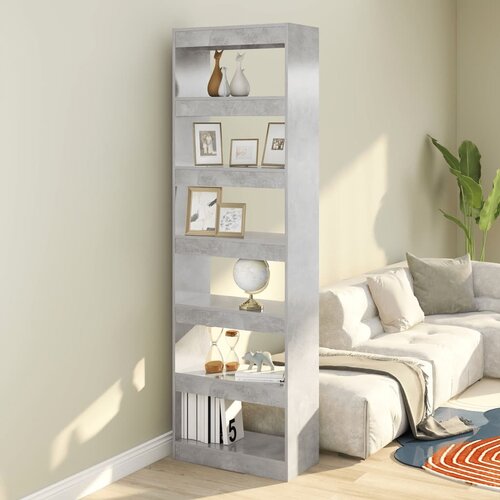 VidaXL Knjižna omara/pregrada betonsko siva 60x30x198 cm Slike