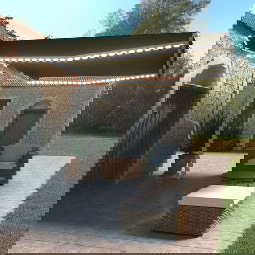  Automatska tenda sa senzorom za vjetar LED 500x350 cm antracit Slike