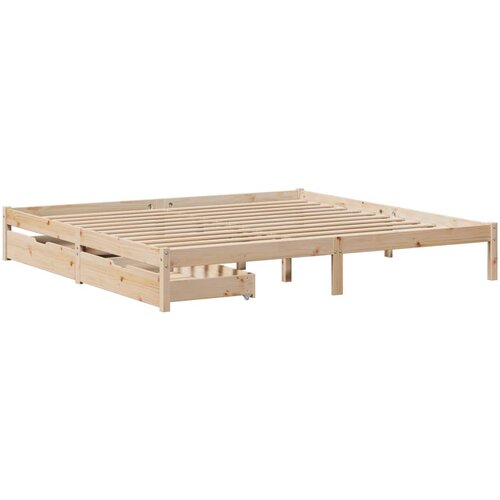 VidaXL Posteljni okvir s predali 200x200 cm trdna borovina, (21292252) Slike