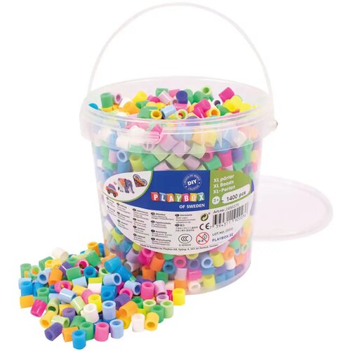 Playbox XL MAXI pastelne i neonske boje glačane perle u kanti, pakiranje od 1400 komada Slike