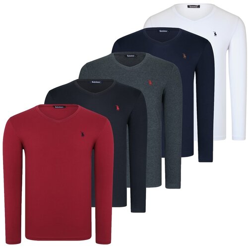 Dewberry FIVE SET T8587 V COLLAR MEN&amp;#039;S SWEATSHIRT-BLACK-LACİVERT-WHITE-BORDO-ANTHRACITIS Slike