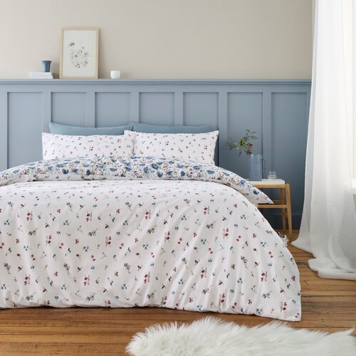 Bianca Bela/modra enojna flanelna posteljnina 135x200 cm Ophelia Floral &amp;ndash; Slike