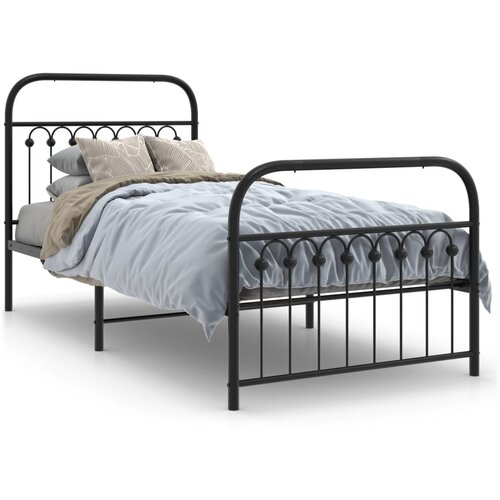 vidaXL Metalni okvir kreveta uzglavlje i podnožje crni 90 x 200 cm Cijene