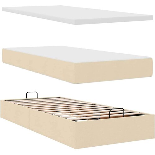 VidaXL otomanski okvir kreveta s madracima krem 180x200cm od tkanine Slike