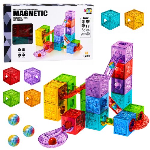 Magnetic Construction Blocks Cubes Ball Track Colorful 33 pcs. Slike