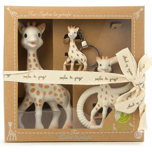 Vulli® so'pure darilni paket žirafa sophie trio (grizalo, obroček in obesek za ključe)