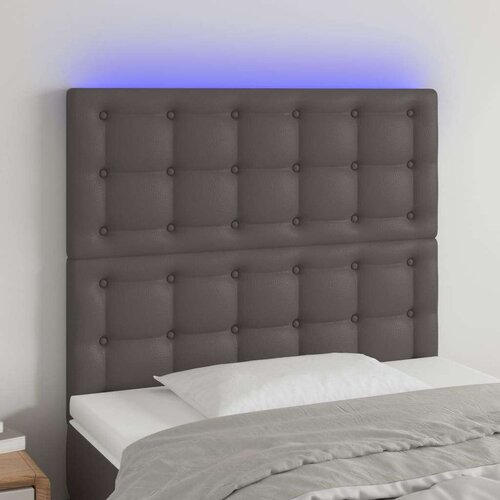  Posteljno vzglavje sivo 100x5x118/128 cm umetno usnje, (20793898) Slike