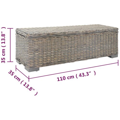  Kutija za pohranu siva 110 cm od prirodnog ratana kubu i mahagonija Slike