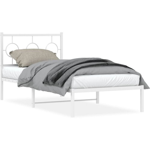 vidaXL Metalni okvir za krevet s uzglavljem bijeli 90 x 190 cm Cijene