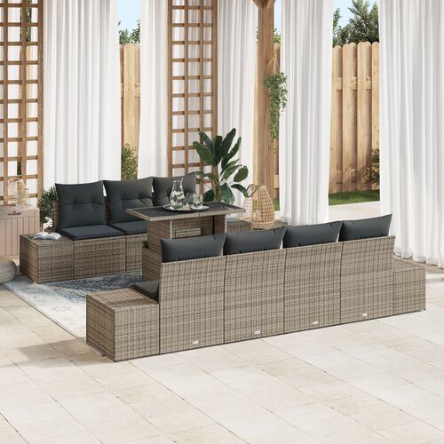 VidaXL Set od 8 Vrtnih Sofa s Jastučićima Siva Poli Ratan Slike