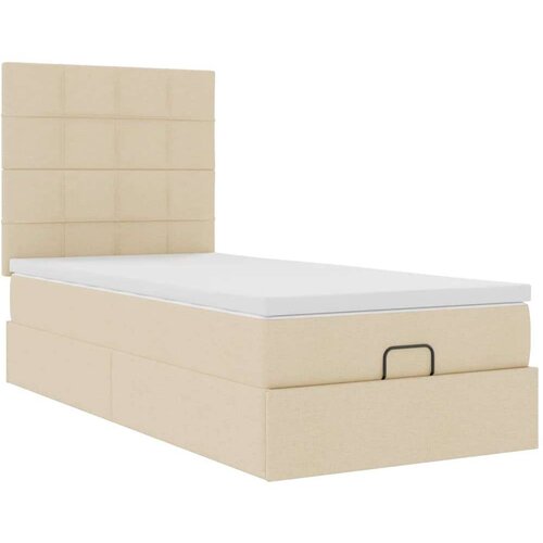 VidaXL otomanski okvir kreveta s madraca krem 90x190cm od tkanine Slike