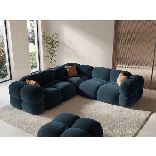 Cosmopolitan Design Temno modra žametna kotna sedežna garnitura Loretto &amp;ndash; Slike