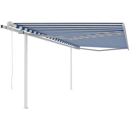 vidaXL avtomatsko zložljiva tenda s stebrički 4x3 m modra in bela Cene