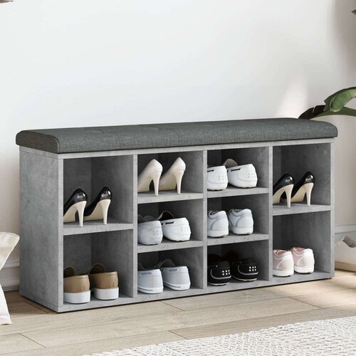 VidaXL klupa za cipele siva boja betona 102x32x50 cm konstruirano drvo Slike