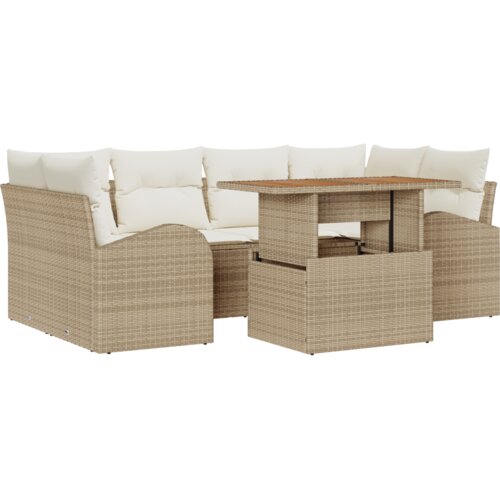 VidaXL set od 7 komada vrtnih sofe s jastučićima bež poly rattan Slike